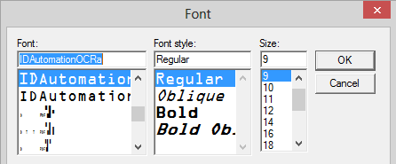 ISBN Human Readable Text Font Selection