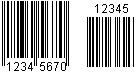 EAN-8 Barcode Encoding "12345670" with Add-on of "12345"