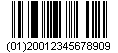 GS1 DataBar Omni-directional Barcode Encoding GTIN "20012345678909"