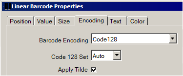 Add Linear Barcode Object and Enable the Apply Tilde Feature in the Encoding Tab.